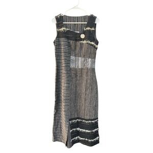 Women's Vintage Madame Zaza Of Marseille E Gray Patchwork‎ Dress Size 40 M Artsy